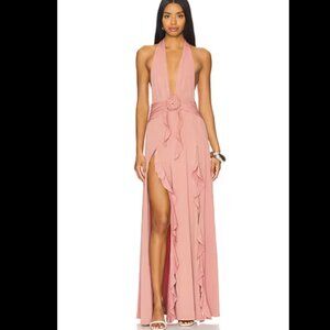 WEWOREWHAT Halter Ruffle Maxi Dress NWT